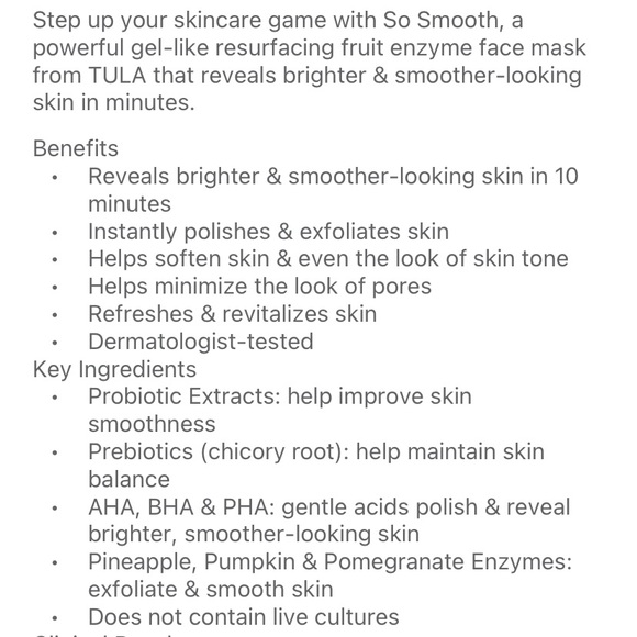 Tula So Smooth Resurfacing Fruit Enzyme Mask BNIB - Picture 6 of 10